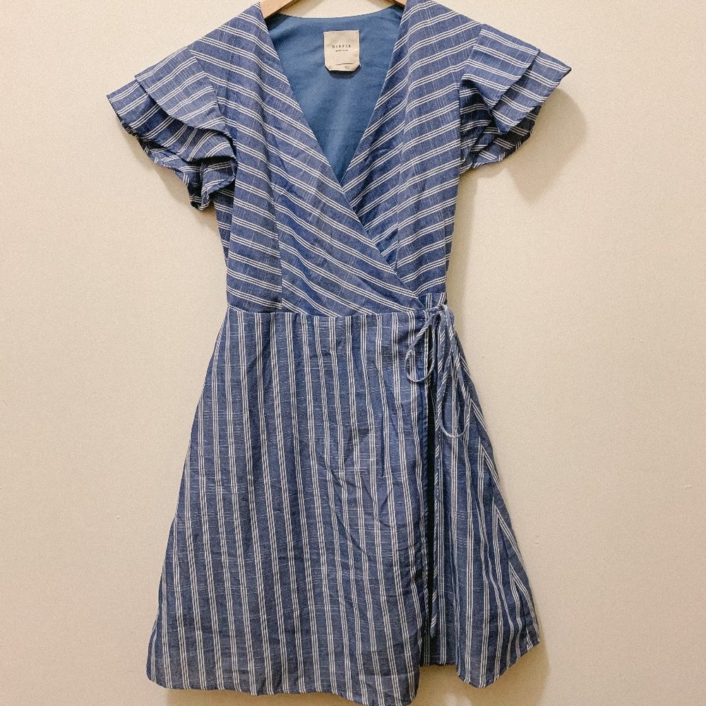Harper Heritage - Blue & White Striped Wrap Dress